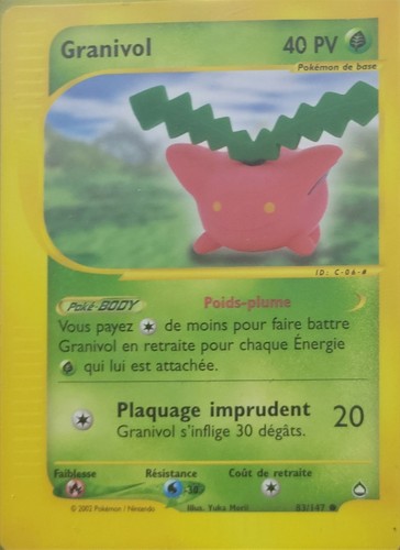 Carte pokémon granivol - carte,
