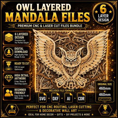 Layer owl mandala - 6,