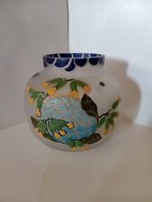 Vase boule Legras verre givré décor émaillé art déco