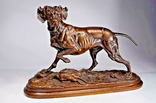 Chien pointer bronze - chien,