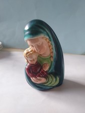 Vierge A L'enfant En Desvres Signé 