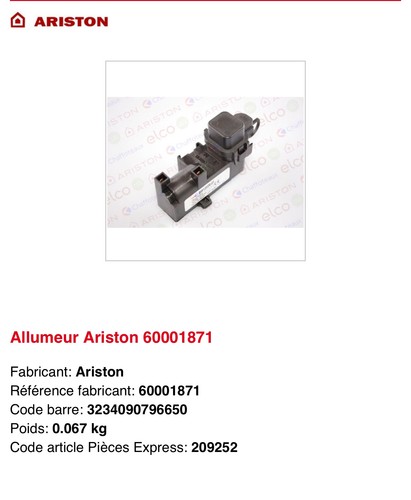 Allumeur chaffoteaux - chaffoteaux,