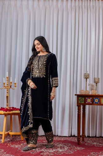 Ensemble anarkali indien bleu - ensemble,