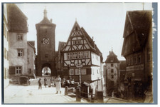 Allemagne, Rothenburg ob der Tauber Vintage albumen print. Panneau routier Einhe