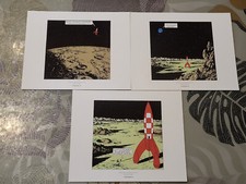 3 LITHOGRAPHIES EX LIBRIS ON A MARCHE SUR LA LUNE TINTIN HERGE MOULINSART 2010