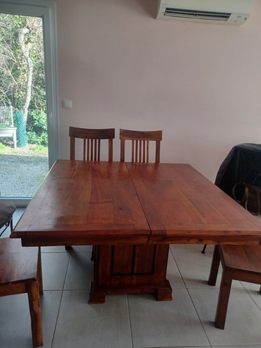 Table acacia massif 130x130 - table,