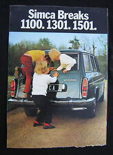 AC498 CATALOGUE DEPLIANT PUB SIMCA BREAK 1100 1301 1501 6 pages ETAT MOYEN