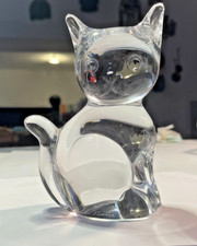 Chat assis en cristal Daum