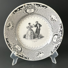 Assiette parlante Creil et Montereau Lebeuf Milliet La Polka - n°1 La Promenade