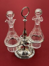 Vinaigrier Huilier Cristal Métal Argenté Ancien L Auzolle