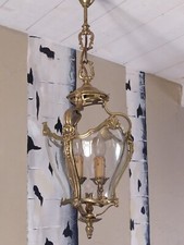 Grande Lanterne en Bronze style Louis XV  - Verres Bombés , Suspension Lustre 