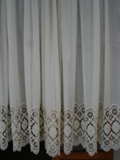 1 Rideau Voilage blanc avec motif Dentelle Macramé pour grande baie vitrée