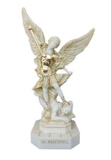STATUE SAINT MICHEL ARCHANGE EN ALBATRE COULEUR  50 CM