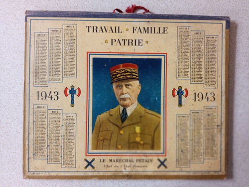 Calendrier postes 1943 petain - postes,
