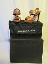 sandales BARBARA BUI cuir fauve et métal doré 38