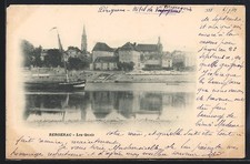 CPA Bergerac, Les Quais et bateau sur la rivière 