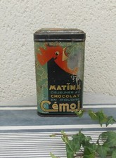 ANCIENNE BOITE EN FER A EPICES PUBLICITAIRE CHOCOLAT CEMOI MATINA lithographie