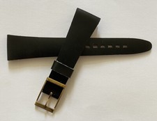 C722 BRACELET STRAP CUIR LISSE NOIR MONTRE AVEC POMPE ANSE BARETTE FIXE 20 MM