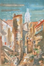 Claude VIETHO - Estampe originale - Lithographie - Ruelle