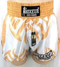 BOXEUR DES RUES - SHORT BOXE / KICKBOXING / MUAY THAÏ COLORIS GOLD / BLANC  XL