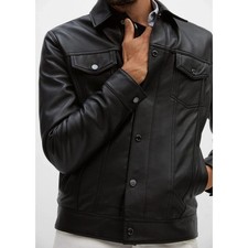 Veste En Cuir Noir Pour Homme