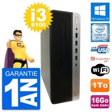 PC HP ProDesk 600 G3 SFF Intel i3-6100 RAM 16Go Disque Dur 1To Windows 10 Wifi