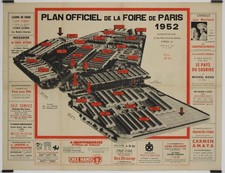 Barranger Plan officiel de la foire de Paris 1952 Affiche Originale Carte