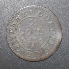 2 sous 1789 guyane louis XVI