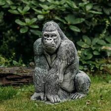 Figurine en pierre singe humain gorille H.55 cm gris 62 kg béton blanc résist...