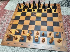 Jeu D’ Échecs Ancien pliable bois pièces d'échecs régence (chess)