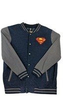 Superman Embroidered DC Comics Varsity Jacket Sweatshirt EUC Mens Size L