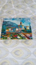 TABLEAU PEINTURE A L HUILE VILLAGE MÉDITERRANEEN  TRES BON ETAT SIGNÉ 