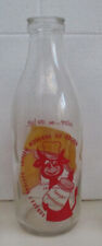 Bouteille à lait vintage en verre sérigraphié 1950