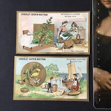 GUERIN BOUTRON - 2 Chromos Anciens Botanique Illustrée Citronnier Épinard Scraps