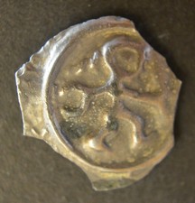 Monnaie gauloise en argent Potin au guerrier courant