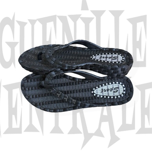 Tongs noires motif - noires, –