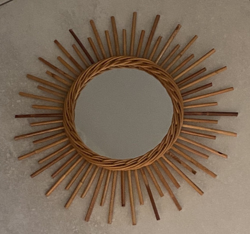 Superbe petit miroir rotin - superbe,