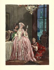 Auguste LEROUX . Casanova. le miroir ! gravure sur  papier JAPON ! Nu ! Érotique