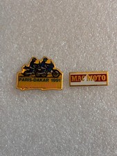 2 x pin's divers moto paris dakar 1991 victoire yamaha + mac moto pins pin lapel
