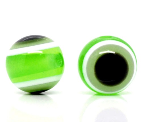 Lot perle oeil vert - 10, 10mm