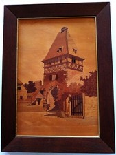 Jean Zingle dit Hans Marqueterie Châtenois Tour Sorcière GF 65x48 cm 1920 Alsace