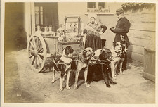 France, marchande ambulante de lait, contrôle de police   Vintage albumin print
