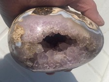 SUPERBE GEODE OEUF  AMETHYSTE  VIOLET-AGATE  12cmx8cm-1kg- MINEREAUX COLLECTION