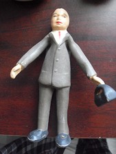 Vintage Rubber Hand Painted Businessman Figurine 5 3/4" Tall