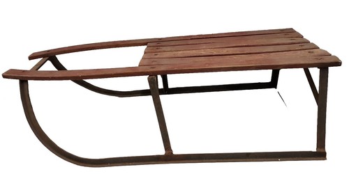 Luge vintage bois fer - bois, et