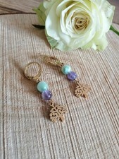 Boucles D'oreilles en Larimar Verte et Améthyste