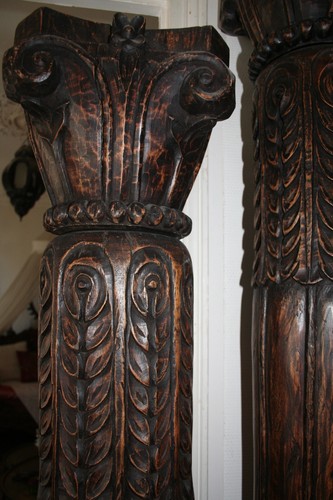 Colonnes teck sculpté - sculpté, –