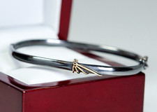 Or/ Argent - Bracelet Designer Vintage Moderniste - Diamant - Fait Main