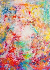 Quelque Peu Félé Tableau Peinture Abstraite Moderne Contemporain Coloré Lumineux