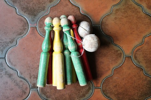 Jeu quilles bois vintage - en,